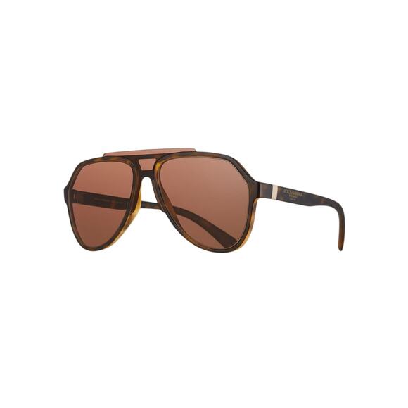 Dolce & Gabana Brow Bar Aviator Sunglasses in Matte Havana - Picture 1 of 12